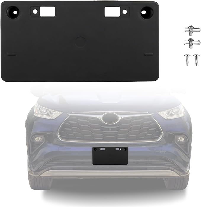 Front License Plate Frame Compatible with Toyota Highlander 2020 2021 2022 2023 2024, Bumper License Frame Holder Mounting Br