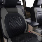 Universal Deluxe Pu Luxury Vinyl Faux Leather Car Seat Covers Full Set, Airbag Compatible, Breathable, Fit for Most Sedans, V