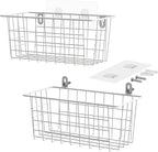 MaraFansie Hanging Kitchen Baskets Wire Storage Basket Adhesive and Screws Basket Over the Cabinet Door Organizer with Adhesi