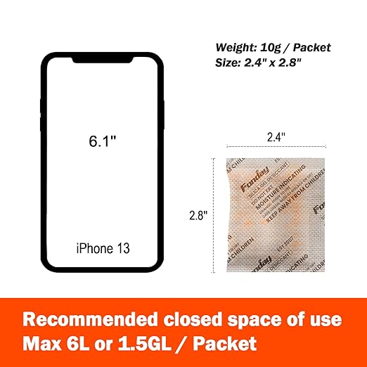 10g x 30 packs Fonday Rechargeable Silica Gel Desiccant Packets Fast Reactivate Desiccant Bags Moisture Indicating Orange to