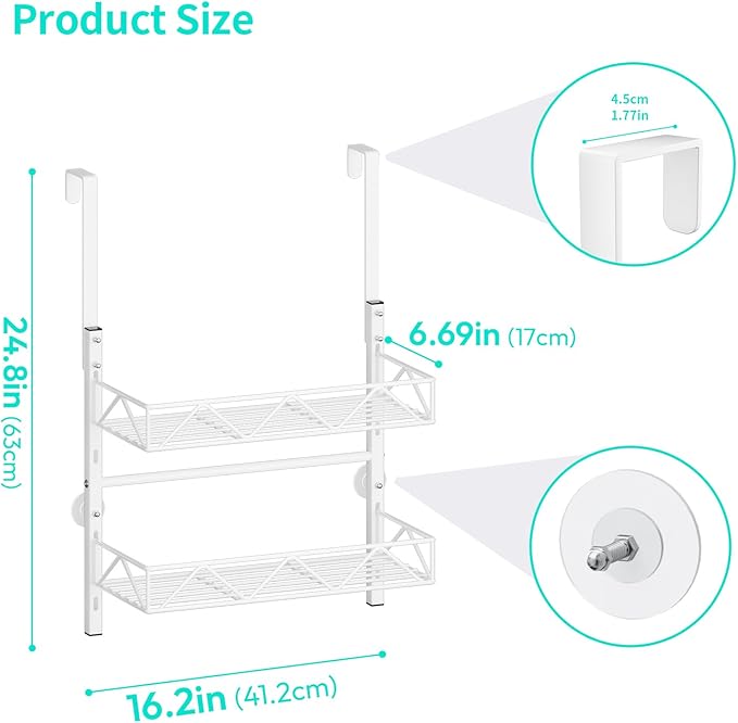 HapiRm Over the Door Hat Organizer - 2 Tier Wall Mounted Hat Rack with 2 Adjustable Metal Basket, Baseball Caps Organizer Sto