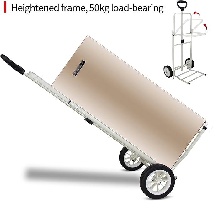 TMZ Heavy-Duty Foldable Shopping Cart with Removable Insulated Bag & Hooks - Lightweight 110 lbs Capacity Grocery Luggage Cart for Market, Travel, Laundry (Beige)