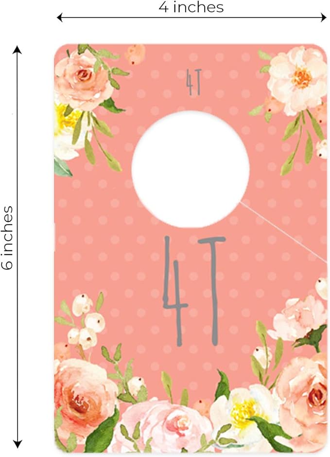 Floral Closet Clothing Size Dividers/Closet Organizer For Baby Girl Clothes Newborn To 4T / 10 Baby Closet Size Dividers