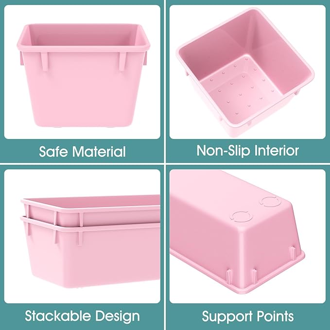WOWBOX 25 PCS Plastic Drawer Organizer Set, 4 Sizes Desk Drawer Divider Organizers and Storage Bins for Makeup, Jewelry, Gadg