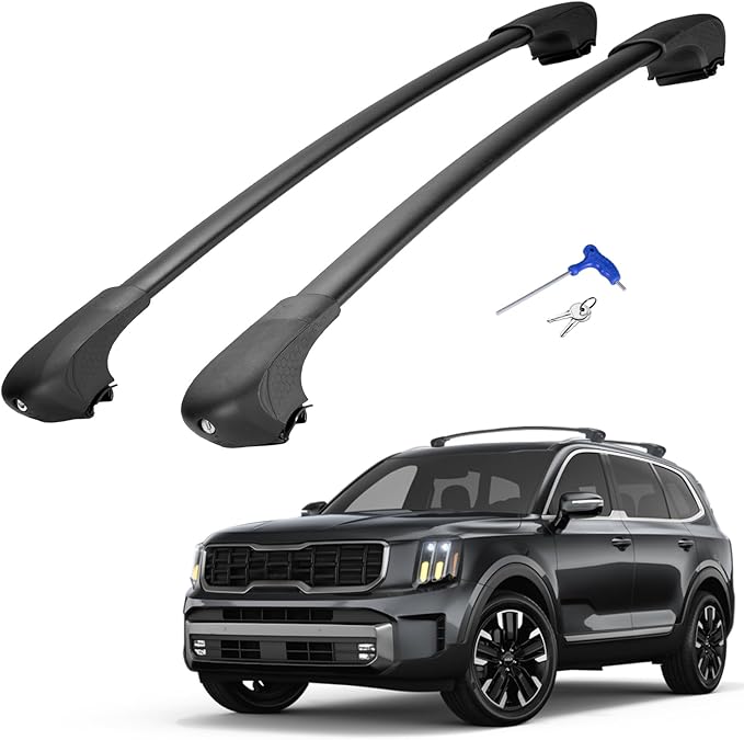 JOYTUTUS 220lbs Lockable Roof Rack Cross Bars Compatible with Kia Telluride EX S SX SX-Prestige 2019-2025 (NOT FIT X-PRO X-LINE), Aluminum Crossbar Luggage Rack for Kayak Roof Basket Bag Box