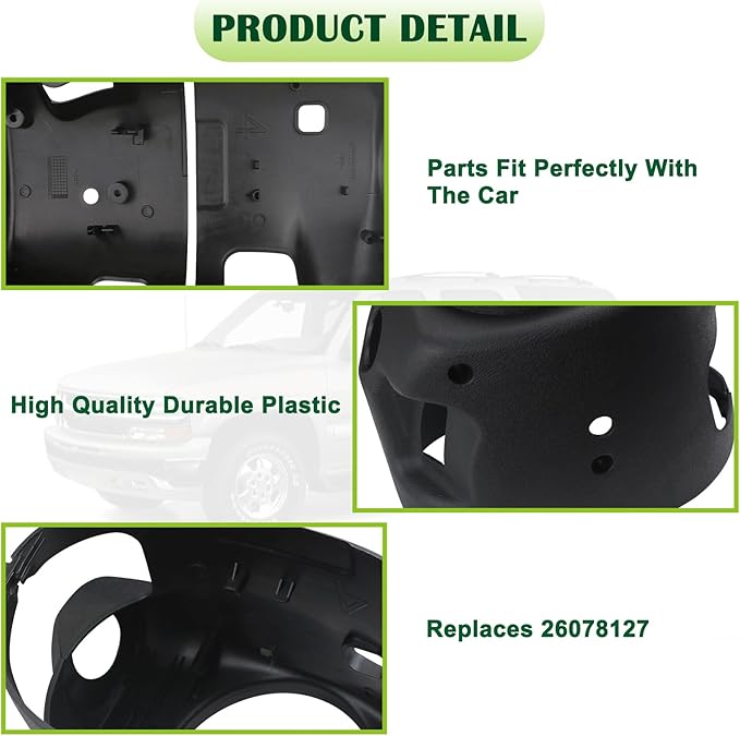 Upper & Lower Steering Column Trim Cover Kit Compatible with 2001-2002 Chevy Tahoe Suburban Silverado GMC Yukon Sierra Replaces 26078127