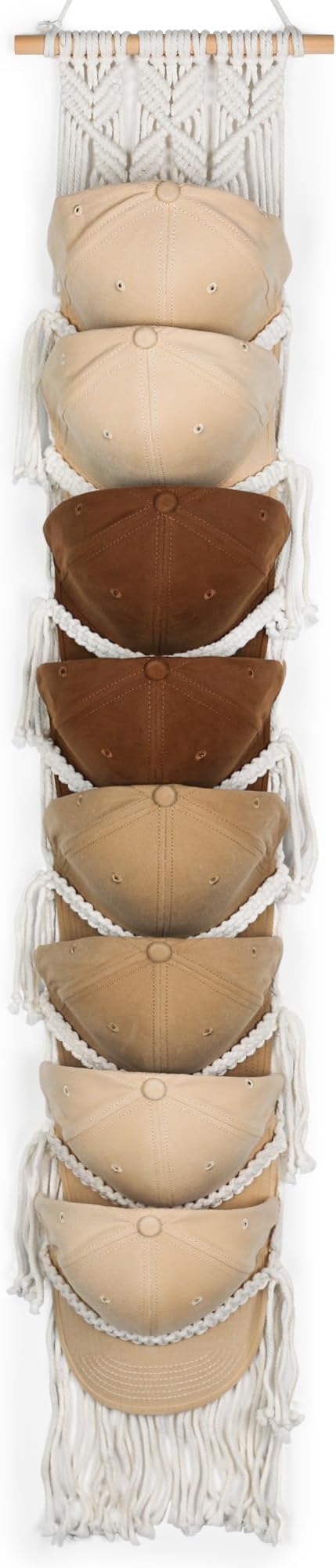 Macrame Hat Hangers for Wall Handmade Boho Baseball Cap Hanger Hand Knitting Cap Organizer Hat Holder for Wall Over Door Ball