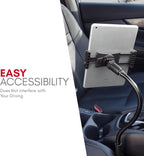 Macally Car Seat Rail Mount - Super Secure Tablet and Phone Holder for Car, Truck, and Any Vehicle - Adjustable Gooseneck iPad Mount - Works With All iPad, iPhone, Tablets