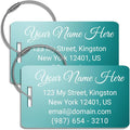 Custom Bag Tags for Luggage, Personalized Luggage Tags for Suitcases - Laser Engraved Metal Tags- Pack of 2 (Aqua Marine, 2x3