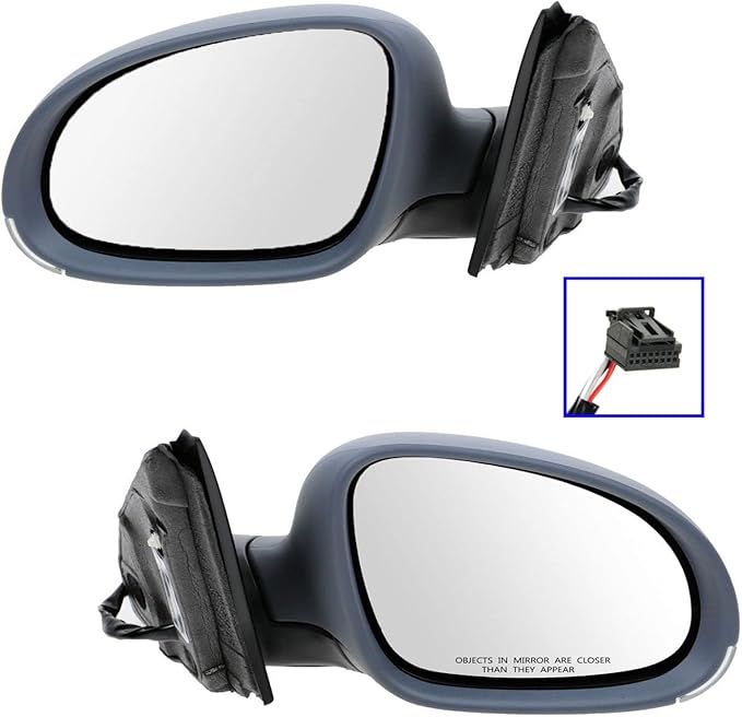 TRQ 2 Piece Driver and Passenger Side Mirror Assembly Set Electric Adjustment Heated No Memory Black Compatible with 2005-201