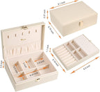 Voova Jewelry Box Organizer for Women Girls, 2 Layer Large Men Jewelry Storage Case, PU Leather Display Jewellery Holder with