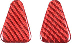 Seat Belt Adjuster Base Panel Cover Compatible with Tesla Model 3 Highlander 2023+, Car Safety Belt Buckle Panel Decor Frame, Seat Belt Warp Cover, Carbon Fiber (Red)