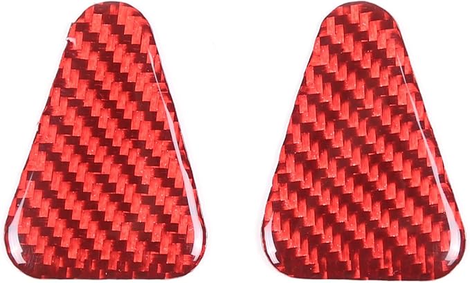 Seat Belt Adjuster Base Panel Cover Compatible with Tesla Model 3 Highlander 2023+, Car Safety Belt Buckle Panel Decor Frame, Seat Belt Warp Cover, Carbon Fiber (Red)