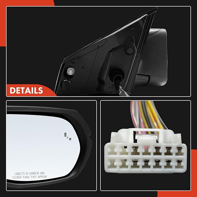 A-Premium Pair (2) Driver and Passenger Side Power Door Mirror - Compatible with Honda CR-V CRV 2017-2022 - Heated Manual Folding Black Outside Rear View Mirror w/Turn Signal Blind Spot Detection