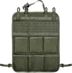 Tactical Molle Panel Car Seat Back Organizer, Waterproof Car Front Seat Protector with Multiple Pockets, Universal Kick Mat for Kids/Pets, Vehicle Backseat Storage Bag for Most Cars (Green)