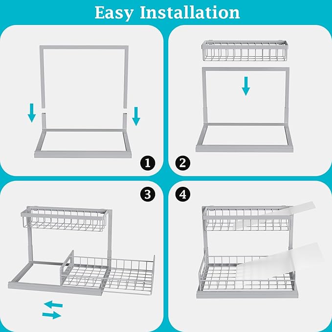 REALINN Under Sink Organizer, Pull Out Cabinet Organizer 2 Tier Slide Out Sink Shelf Cabinet Storage Shelves, Storage for Kit