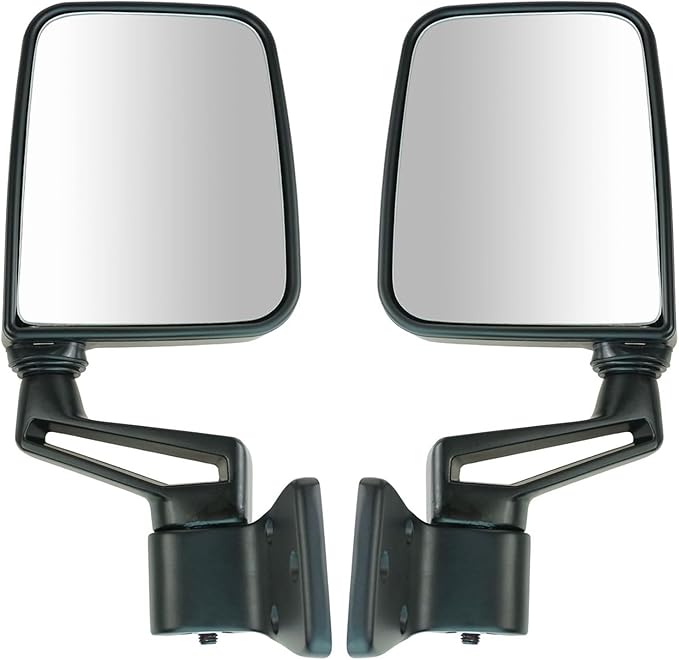 TRQ 2 Piece Driver and Passenger Side Mirror Assembly Set Manual Folding Manual Adjustment Non-Heated No Memory Black Compati