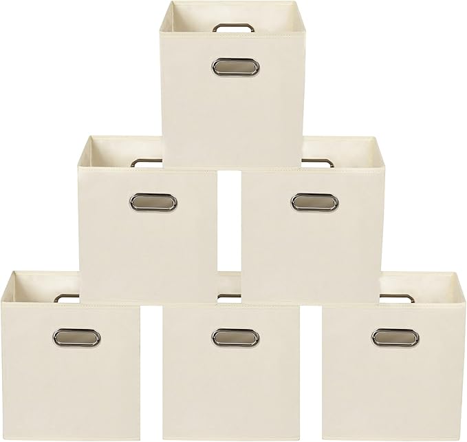 Yunkeeeper storage bins Cubes, Fabric Cube Organizer with Handle, Foldable Cube Bins for Cloth or Accessary Storage, 11x11x11