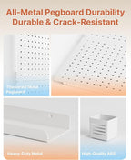 PEGZONE Pegboard Wall Organizer Combination Kit,Overall 33.1"x20.5" Metal Office Pegboard with 19 Accessories, Wall Mounted P