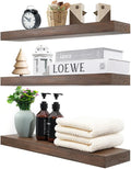 Wood Floating Shelves for Wall Set of 3, 22 Inch Rustic Floating Shelf Wall Mount, Solid Wooden Bathroom Floating Shelves for