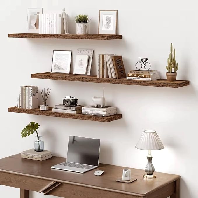 Vivelove 10 Inch Deep Floating Shelves 24 inch Long, 24 x 10 Wide Wall Shelves with Invisible Brackets, for Bedroom Bathroom 