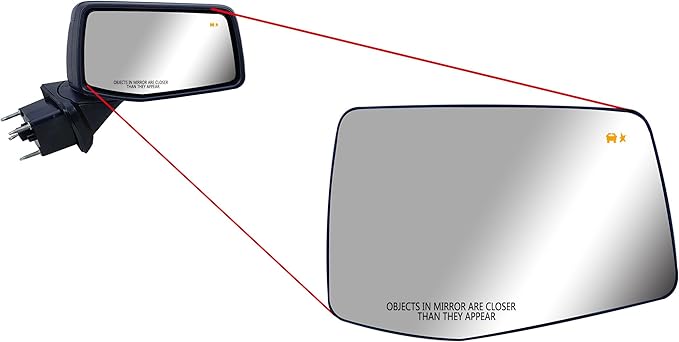 Replacement Passenger Right Side Mirror Glass Heated with BLIS(BLind Spot Light) and Back Plate for Chevrolet Silverado GMC Sierra from 2019 to 2023