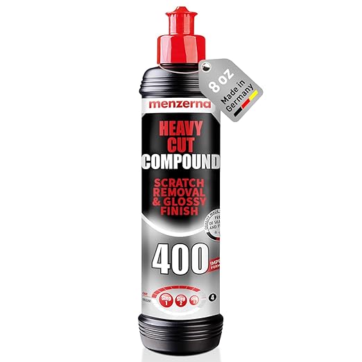 menzerna Heavy Cut Compound 400" Car Polish I Heavy Cut, Medium Cut & Finish I Buffing & Polishing Compound for Scratch Repair I for Scratches, Swirls & Holograms I High Abrasion, Silicone Free I 8oz