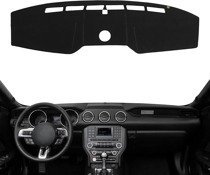 KEYOOG Dashboard Cover Dash Mat Fit for Fo-rd Mustang 2023-2015 (Not Fit Mustang Mach-E),Car Dash Board Mat Anti-Glare Carpet
