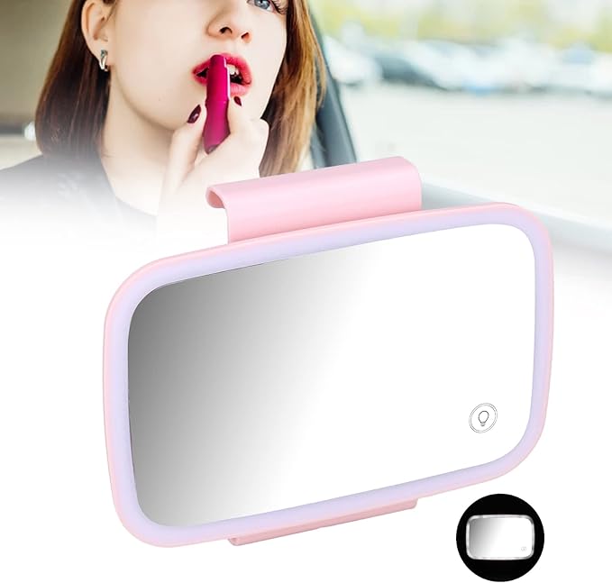 Car Sun Visor Vanity Mirror,LED Sun Visor Mirror,Car Sun Visor Makeup Mirror Surround LED Lights Plug and Play with Retractable Back Clip