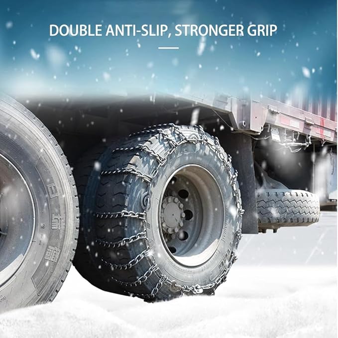 Set of 2 Snow Chains for Trucks & SUVs – Reinforced Anti-Skid Chains –Easy On and Off for Ice & Snow 9mm 315/70R22.5 9mm 6.50