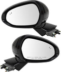 TRQ Driver and Passenger Side Power Heated Mirror Set Smooth Black Without Memory Compatible with 2021-2024 Kia K5