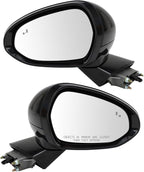 TRQ Driver and Passenger Side Power Heated Mirror Set Smooth Black Without Memory Compatible with 2021-2024 Kia K5