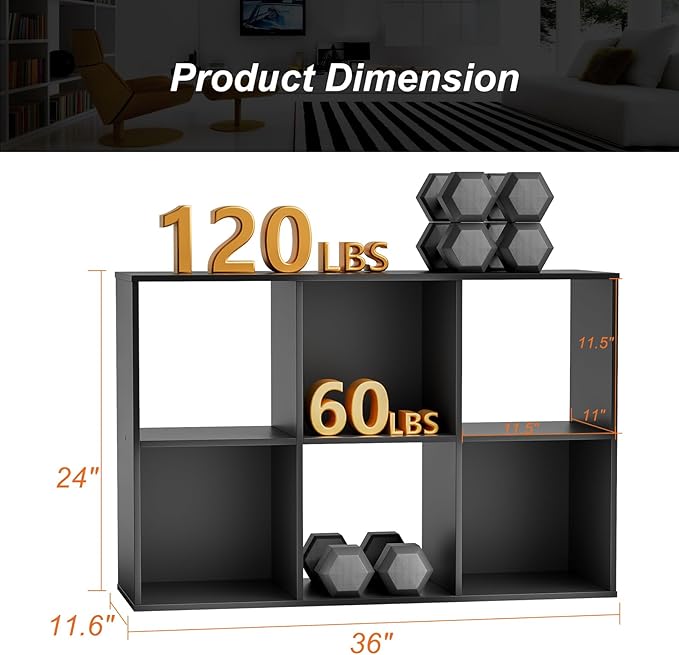 Sweetcrispy 6 Cube Storage Organizer - Open Cube Bookshelf with 3 Removable Back Panels, Display Storage Bookcase for Living 