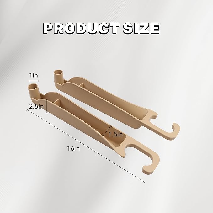 2PCS Car Seat Gap Filler Organizer, Multifunctional Seat Side Gap Filler Between Seat and Console, with Organizer & Hook Function for Avoiding Dropped Items, Universal Fits (Beige)