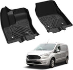 LASFIT Front Floor Mats for Ford Transit Connect 2014-2021 Vinyl Floor with Floor Posts All Weather Protector TPE Car Floor Liner for Transit Vans, 1st Row Only, Black