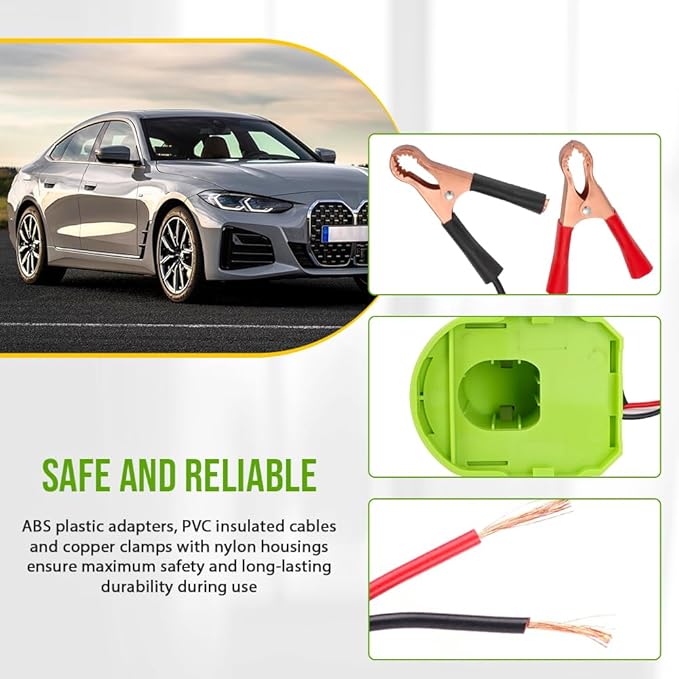 Jumper Cables Adapter for Ryobi 18v Battery Jump Starter, for Jump starting Cars Trucks Tractors (Battery is NOT INCLUDED)