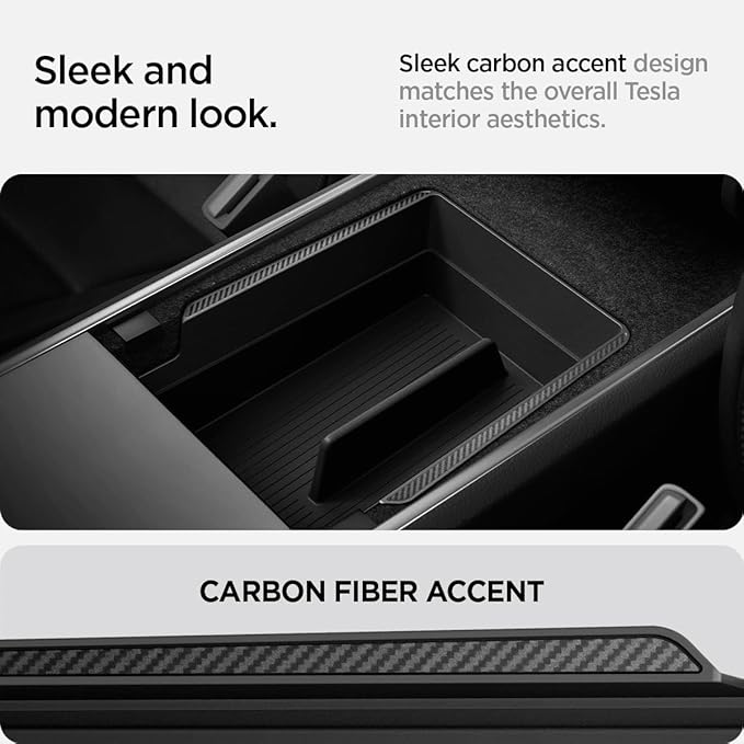 Spigen Armrest Console Organizer for Tesla Model Y (2020-2024) & 3 (2017-2023) [Not Compatible with Y Juniper 2025/26 and 3 Highland (2024/25)]