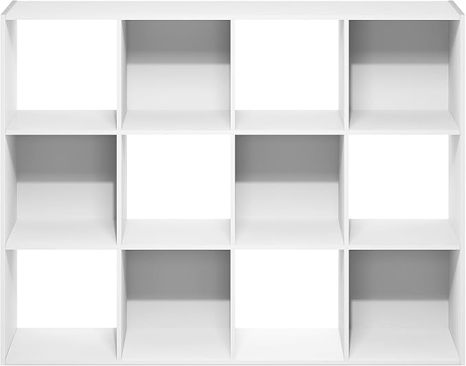 Furinno PELLI Book Shelf, 12-Cube Bookshelf, Cube Storage Organizer Bookcase, 11.7 x 47.6 x 36, for Living Room, Bedroom, Hom
