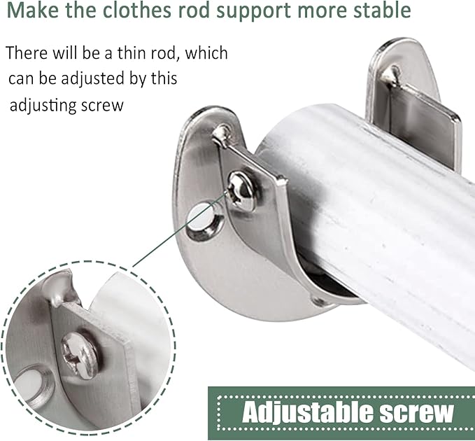 Cosweet 6 Packs Stainless Steel Closet Pole Sockets- Closet Rod End Supports, Flange Set Rod Holder with Screws for Easy Inst