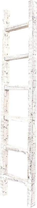 BARNWOODUSA Rustic Decorative Ladder - 100% Upcycled Wood (72" x 12" x 1.5", White Wash)