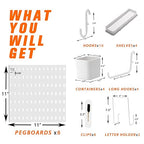 Pegboard Combination Kit, 8 Peg Boards and 30 Accessories Modular Hanging Black Pegboard for Walls, Office Wall Organizer, Ke