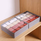 Qozary 2 Pack Socks Underwear Drawer Organizer Divider, 24 Cell or 16 Cell Collapsible Cabinet Closet Organizer Storage Boxes