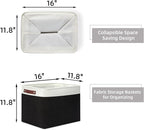 HNZIGE Decorative Organizer Baskets for Shelves 16"×11.8"×11.8" Large Storage Bins with Leather Handles (2 Pack) Foldable Sto