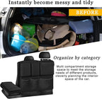 Mandark Car Trunk Organizer, Detachable Vehicle Seatback Hanging Storage Container with Zippers, Large Capacity Waterproof Auto Seat Back Trunk Bag Accessories, Universal for Most Vehicles (Black)