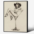 Vintage Western Black Framed Wall Art Coquette Cowgirl Martini Posters Prints 12x16 in Retro Bar Cart Cocktail Artwork Aesthe