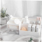 Angoily White Makeup Organizer Large Desk Organizers and Storage Rotating Cosmetic Storage Box Space-Saving