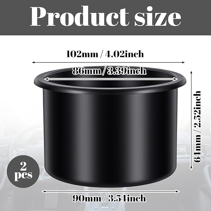 Cup Holder Insert,2 Packcup Holder Inserts for Car,Universal Plastic Recessed Cup Container Universal for Rv Boat Car Couch G
