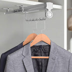 Pull Out Closet Clothes Rail,Extendable Wardrobe Hanger with Double Sliding Track, Aluminum Framed,Load-Bearing 30Kg Clothes,