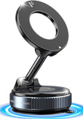Upgraded Vacuum Magnetic Car Phone Holder for Your Car [120LBS Ultra Suction Cup & 3000gf Magnet] 780° Adjustable Foldable Cell Phone Mount for Magsafe Dashboard Car Bracket Stand for iPhone & Android