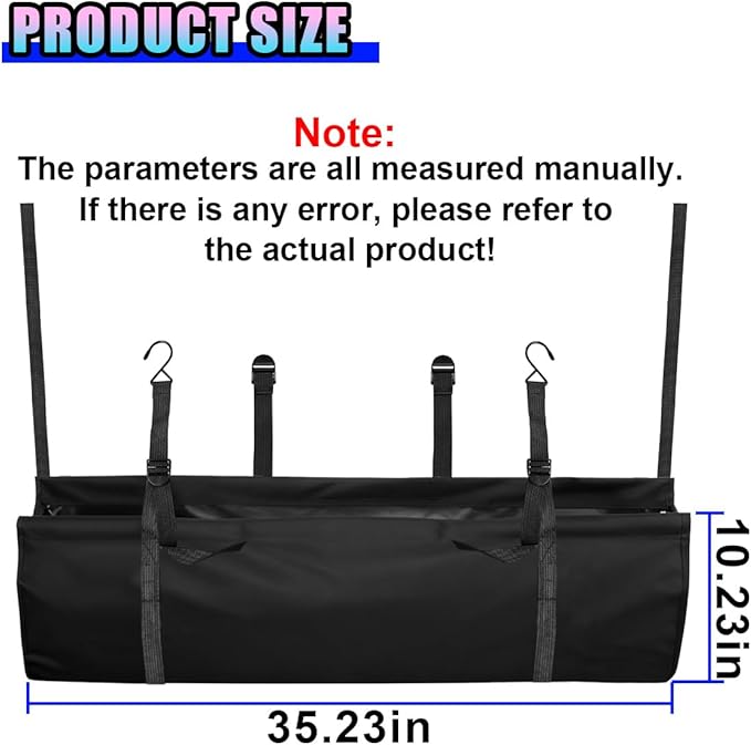 Hanging Car Trunk Organizer, Large Capacity Backseat Storage Bag with Adjustable Straps, Waterproof Collapsible Cargo Bag